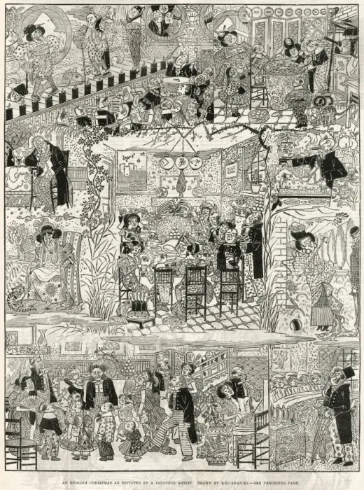 Framed Print : Japanese depiction of an English Christmas Framed Print : Japanese depiction of an English Christmas