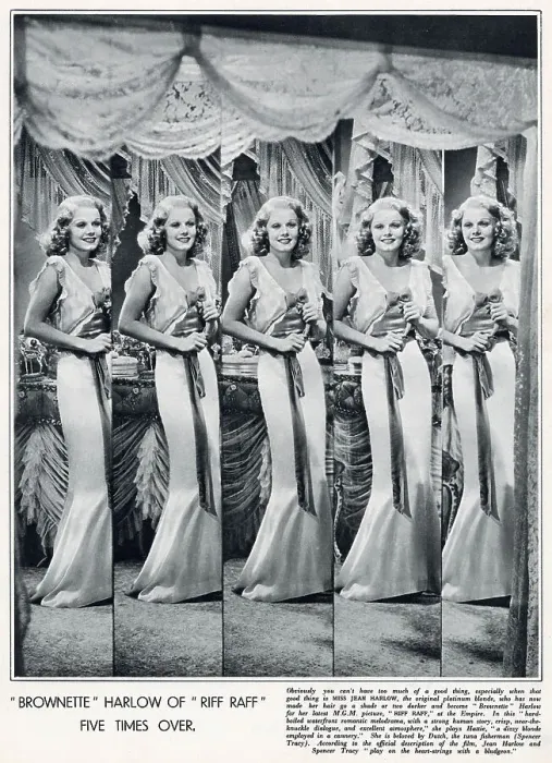 Framed Print : Jean Harlow in a scene from the M. G. M picture, Riff Raff, which she starred in with Spencer Tracy. Date: 1936 Framed Print : Jean Harlow in a scene from the M. G. M picture, Riff Raff, which she starred in with Spencer Tracy. Date: 1936