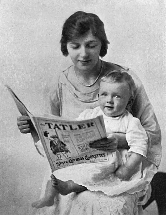 Framed Print : Jessie Winter and son reading The Tatler Framed Print : Jessie Winter and son reading The Tatler