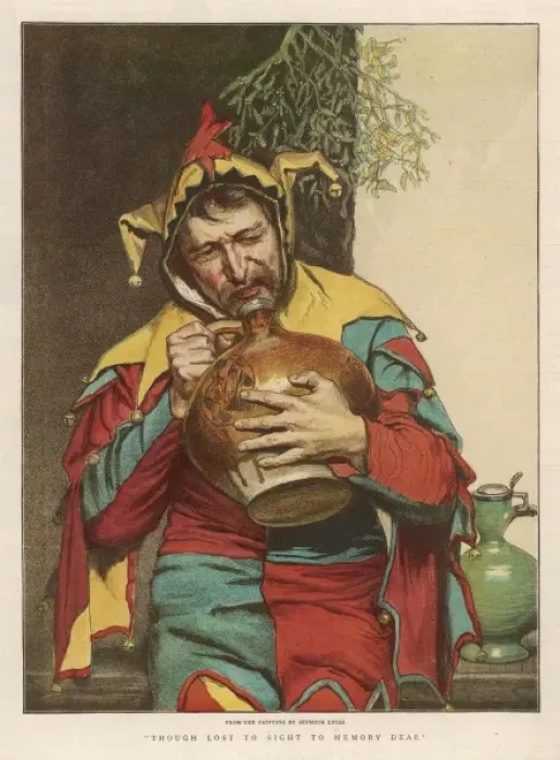 Framed Print : Jester Drinking / Graphic Framed Print : Jester Drinking / Graphic