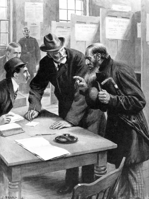 Framed Print : Jewish Voter at the Polling Station, London, 1910 Framed Print : Jewish Voter at the Polling Station, London, 1910
