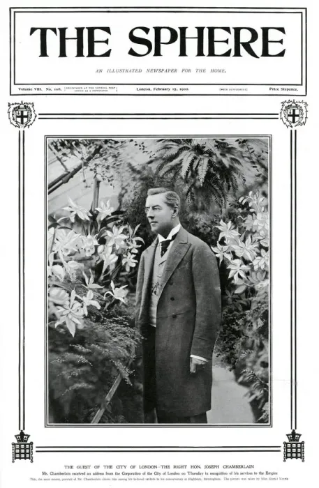 Framed Print : Joseph Chamberlain in his conservatory, Highgate, 1902 Framed Print : Joseph Chamberlain in his conservatory, Highgate, 1902