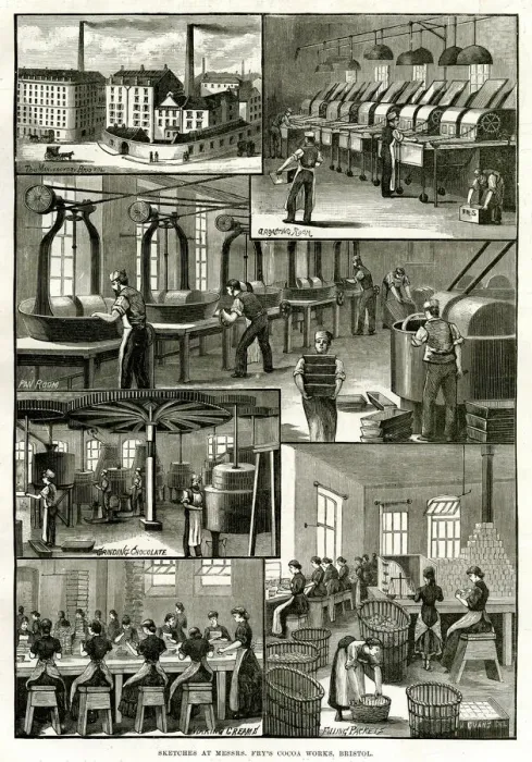 Framed Print : J.s Fry and Sons Cocoa and chocolate works, Bristol 1884