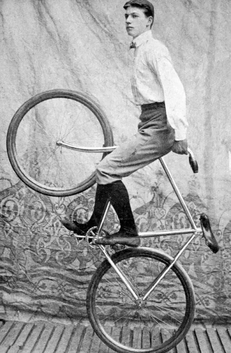 Framed Print : Kaufmann Trick cyclist at the London Hippodrome, 1901 Framed Print : Kaufmann Trick cyclist at the London Hippodrome, 1901