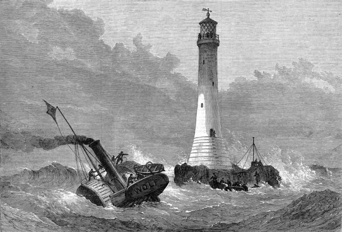 Framed Print : The Keepers arriving at Wolf Rock Lighthouse, 1870 Framed Print : The Keepers arriving at Wolf Rock Lighthouse, 1870