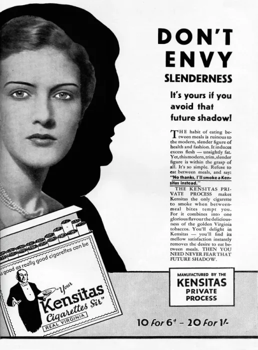 Framed Print : Kensitas cigarettes advertisement - they re slimming Framed Print : Kensitas cigarettes advertisement - they re slimming