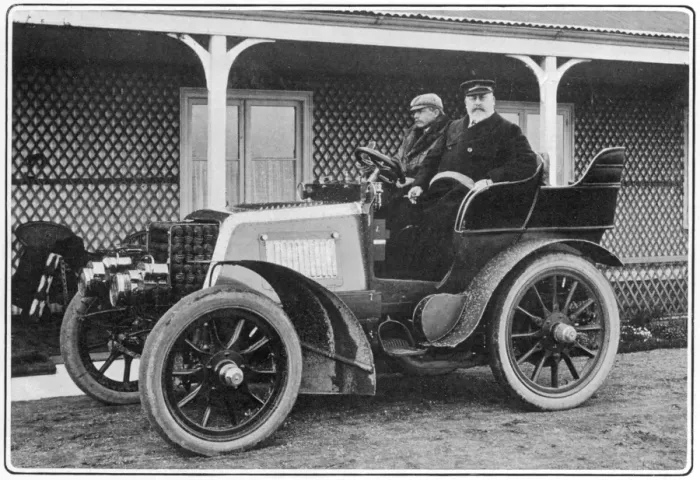 Framed Print : King Edward VII in his motor car