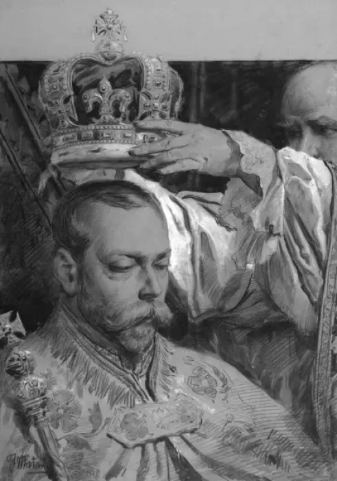 Framed Print : King George V being crowned Framed Print : King George V being crowned