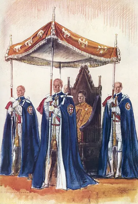 Framed Print : King George VI and his canopy bearers, coronation Framed Print : King George VI and his canopy bearers, coronation