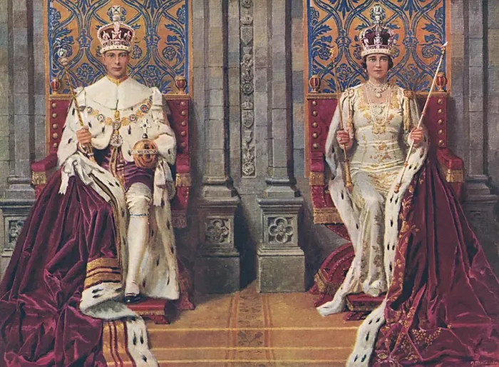 Framed Print : King George VI and Queen Elizabeth enthroned Framed Print : King George VI and Queen Elizabeth enthroned