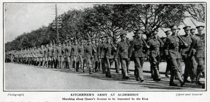 Framed Print : Kitcheners army recruits at Aldershot, WW1