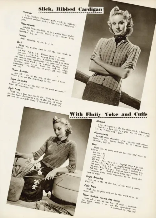 Framed Print : Knitted womens cardigans 1940 Framed Print : Knitted womens cardigans 1940