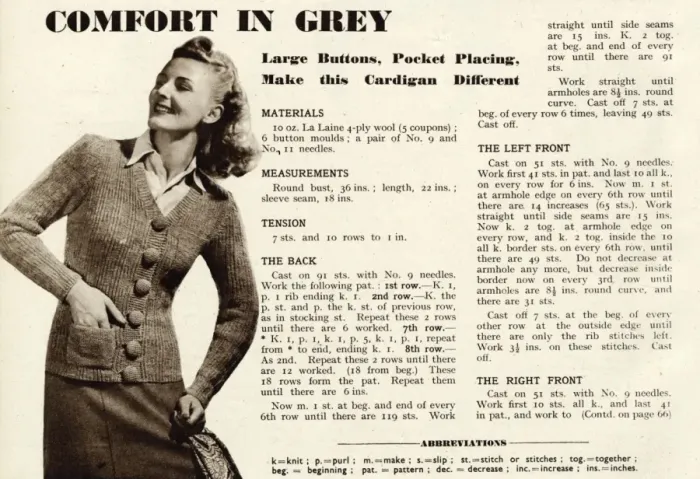 Framed Print : Knitting pattern 1941 Framed Print : Knitting pattern 1941