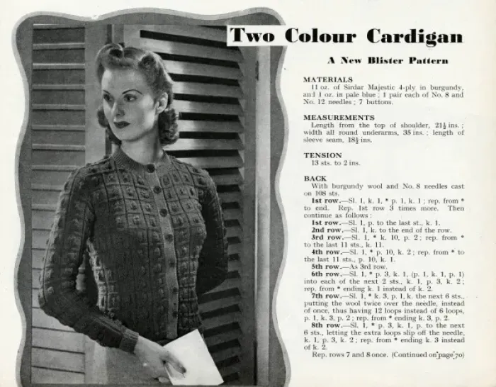 Framed Print : Knitting pattern 1941 Framed Print : Knitting pattern 1941