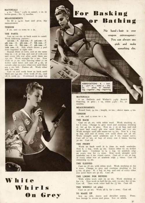 Framed Print : Knitting pattern 1943 Framed Print : Knitting pattern 1943
