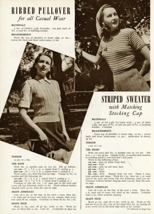 Framed Print : Knitting pattern 1945 Framed Print : Knitting pattern 1945