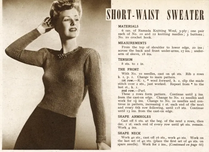 Framed Print : Knitting pattern 1945 Framed Print : Knitting pattern 1945