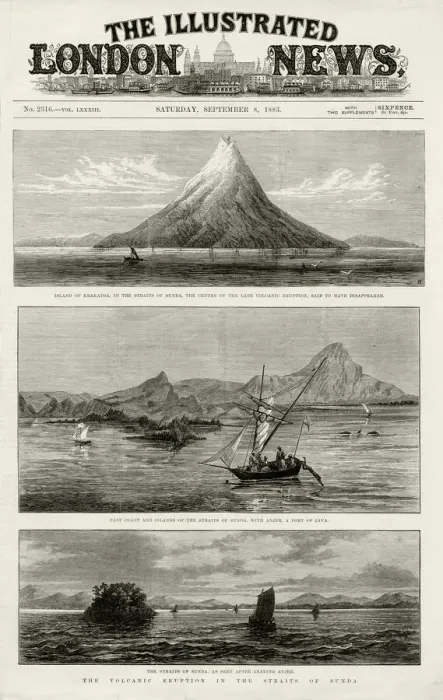 Framed Print : Krakatoa volanic eruption, 1883 Framed Print : Krakatoa volanic eruption, 1883