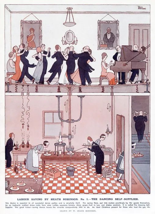 Framed Print : Labour Saving by Heath Robinson The Dancing Self-Supplier