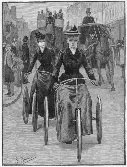 Framed Print : Ladies Cycling  /  1892