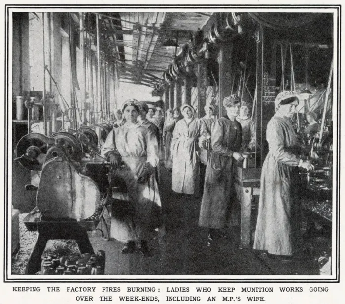 Framed Print : Ladies at a factory in Scotland keep munition works going at the weekend Framed Print : Ladies at a factory in Scotland keep munition works going at the weekend