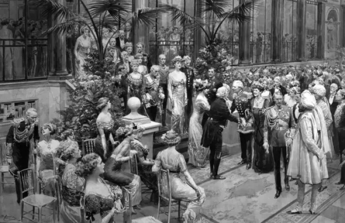 Framed Print : Ladies and gentlemen at a grand reception Framed Print : Ladies and gentlemen at a grand reception