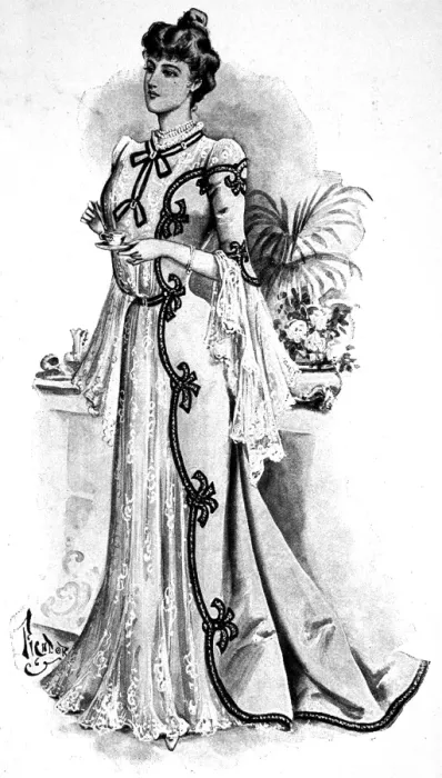Framed Print : Ladies Tea-gown Fashion, 1899 Framed Print : Ladies Tea-gown Fashion, 1899
