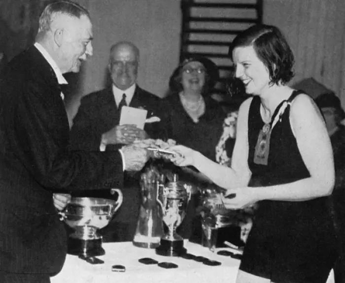 Framed Print : Lady Alington presented with swimming prize, Bath Club Framed Print : Lady Alington presented with swimming prize, Bath Club