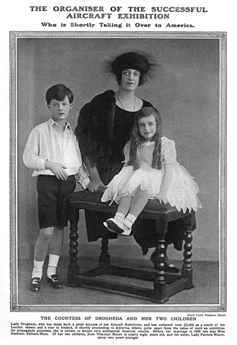 Framed Print : Lady Drogheda & her children, aircraft exhibition 1918 Framed Print : Lady Drogheda & her children, aircraft exhibition 1918