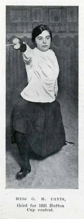 Framed Print : Lady Fencer Miss G M Davis - 3rd place in Hutton Cup Contest