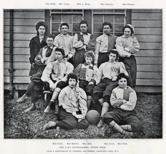 Framed Print : Lady footballers, the South Team, 1895