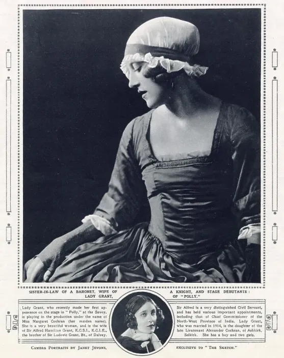 Framed Print : Lady Grant, nee Miss Margaret Cochran, in costume for the play Polly at the Savoy Theatre, London, 1923. Lady Grant was the wife of Sir Alfred Hamilton Grant, a former Chief Commissioner of the North-West Province of India. Date: 1923 Framed Print : Lady Grant, nee Miss Margaret Cochran, in costume for the play Polly at the Savoy Theatre, London, 1923. Lady Grant was the wife of Sir Alfred Hamilton Grant, a former Chief Commissioner of the North-West Province of India. Date: 1923