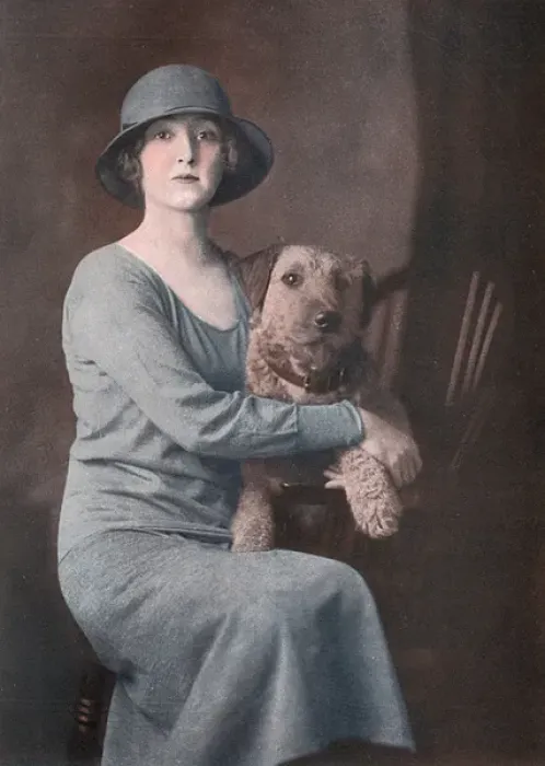 Framed Print : Lady Wodehouse with her Airedale Terrier Framed Print : Lady Wodehouse with her Airedale Terrier