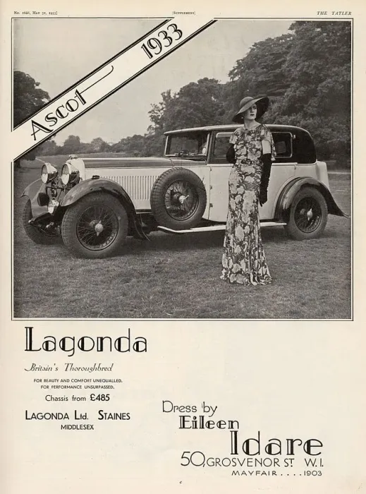 Framed Print : Lagonda advertisement, 1933 and Idare dress