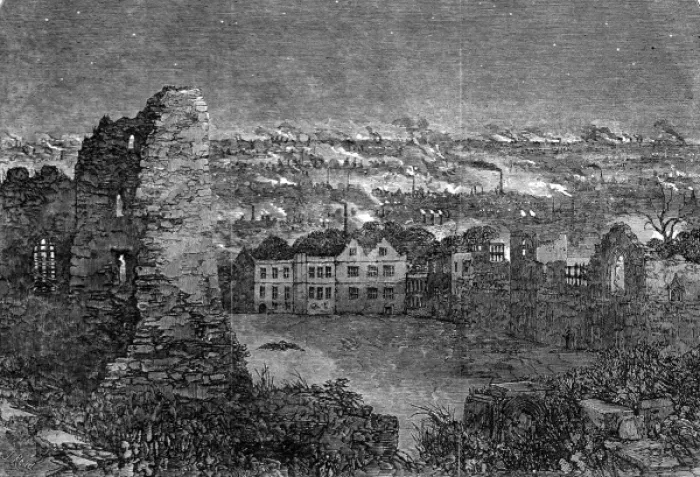 Framed Print : Landscape view of Dudleys iron works. Showing the pollution Framed Print : Landscape view of Dudleys iron works. Showing the pollution