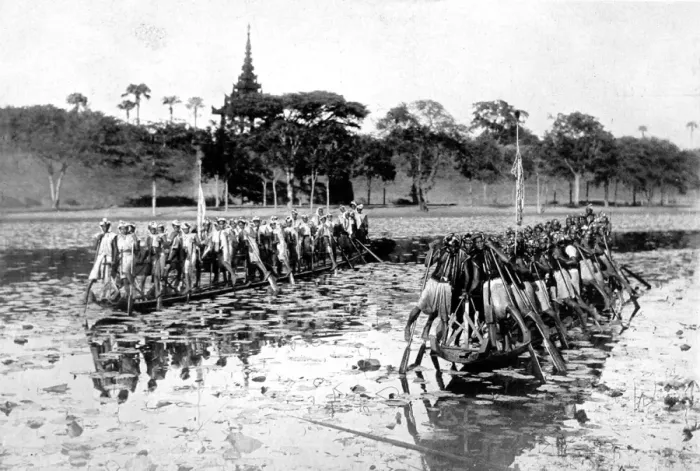 Framed Print : Large Burmese Canoes, 1910 Framed Print : Large Burmese Canoes, 1910