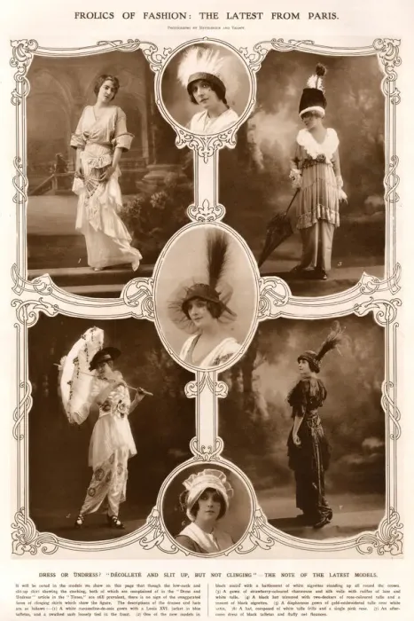 Framed Print : Latest summer fashion from Paris, dress or undress? Decollete and slit up