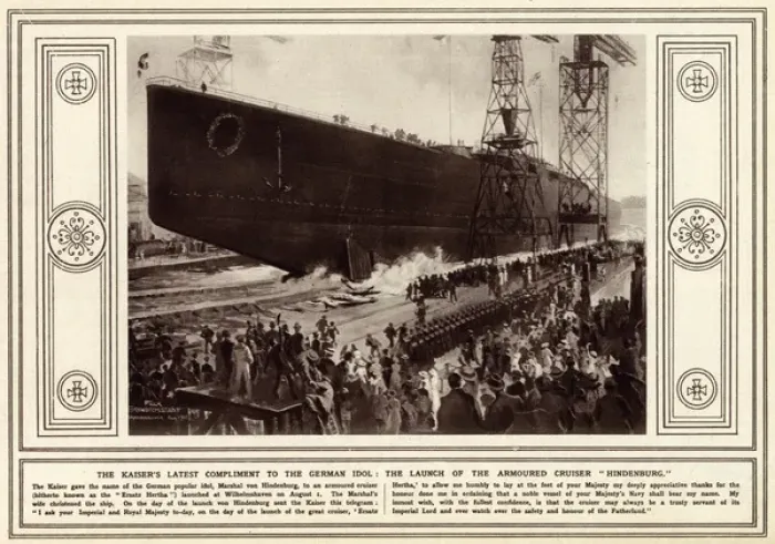 Framed Print : Launch of the German battlecruiser SMS Hindenburg Framed Print : Launch of the German battlecruiser SMS Hindenburg