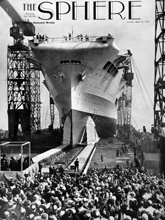 Framed Print : Launch of HMS Ark Royal, Birkenhead, 1937 Framed Print : Launch of HMS Ark Royal, Birkenhead, 1937