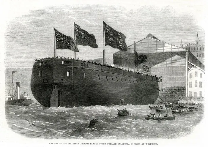 Framed Print : Launch of HMS Caledonia 1862 Framed Print : Launch of HMS Caledonia 1862