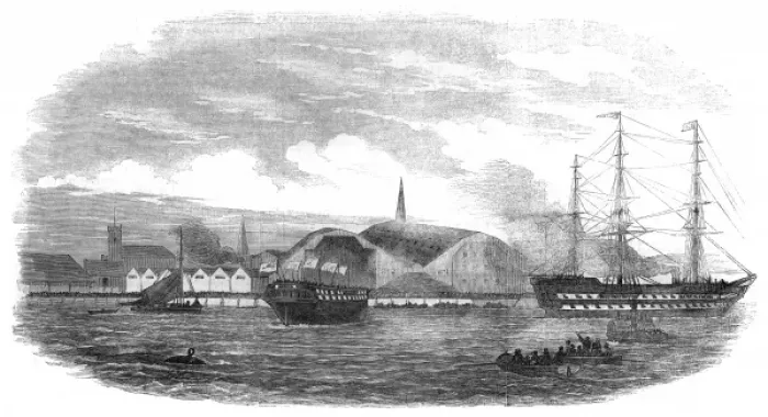 Framed Print : Launch of the Phoebe at Devonport Dockyard Framed Print : Launch of the Phoebe at Devonport Dockyard