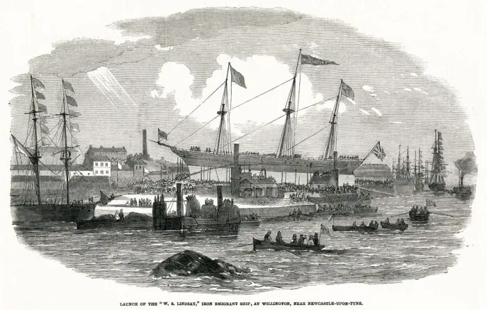 Framed Print : Launch of the W. S. Lindsay, iron emigrant ship 1852 Framed Print : Launch of the W. S. Lindsay, iron emigrant ship 1852