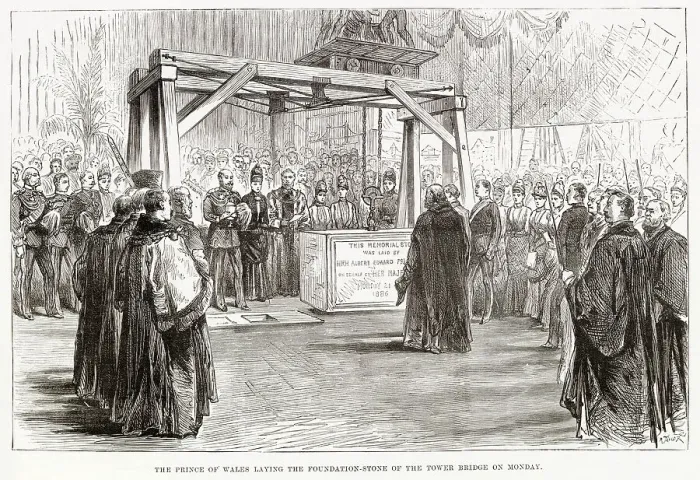 Framed Print : Laying the Foundation Stone of the New Tower Bridge 1886 Framed Print : Laying the Foundation Stone of the New Tower Bridge 1886
