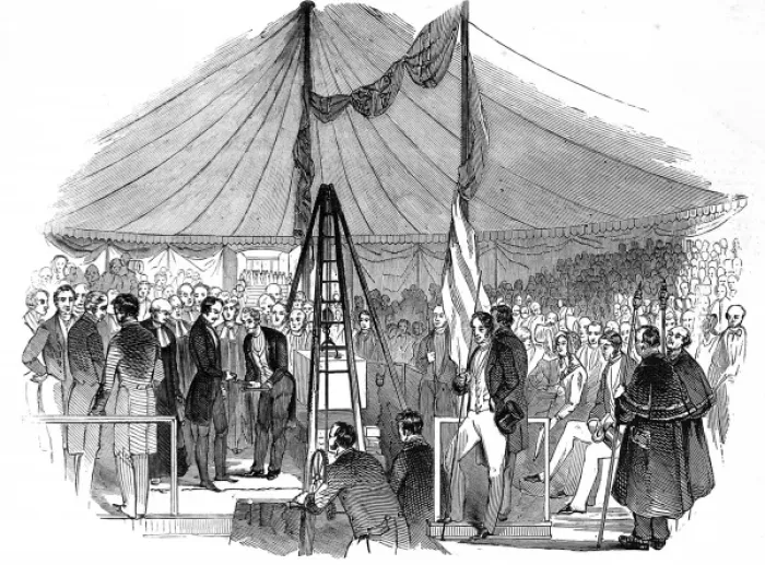 Framed Print : Laying the foundation stone at St Marys Hospital Framed Print : Laying the foundation stone at St Marys Hospital