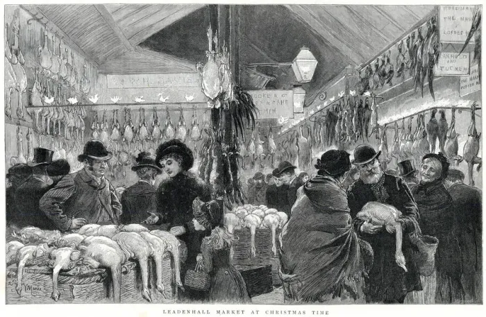 Framed Print : Leadenhall Market at Christmas 1884