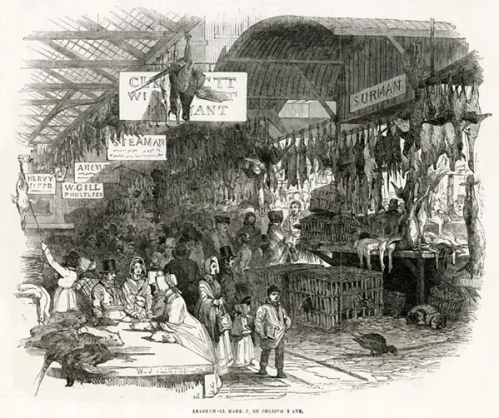 Framed Print : Leadenhall Market on Christmas Eve, 1845 Framed Print : Leadenhall Market on Christmas Eve, 1845