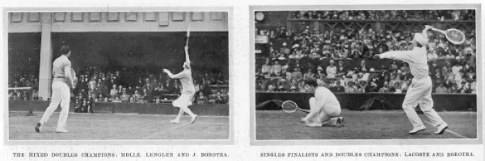 Framed Print : Lenglen, Borotra and Lacoste playing doubles