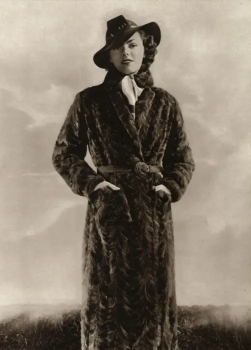 Framed Print : Full length mink coat 1935 Framed Print : Full length mink coat 1935