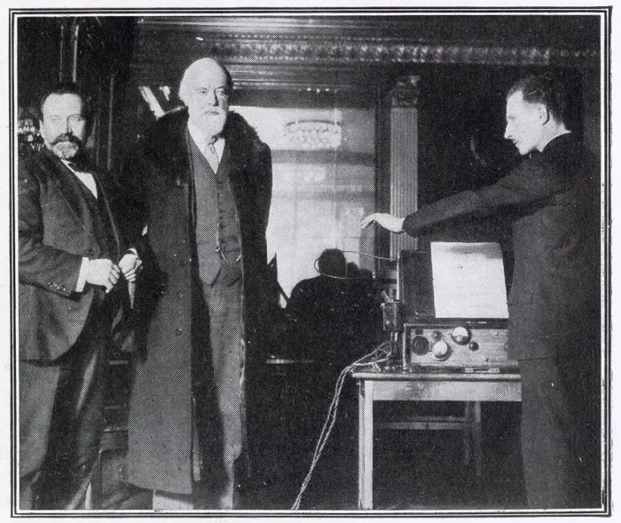 Framed Print : Leon Theremin (1896 - 1993) giving a demonstration of his electronic musical instrument to a group of invited Scientists (including Sir Henry Wood (left) and Sir Oliver Lodge) at the Savoy Hotel Framed Print : Leon Theremin (1896 - 1993) giving a demonstration of his electronic musical instrument to a group of invited Scientists (including Sir Henry Wood (left) and Sir Oliver Lodge) at the Savoy Hotel