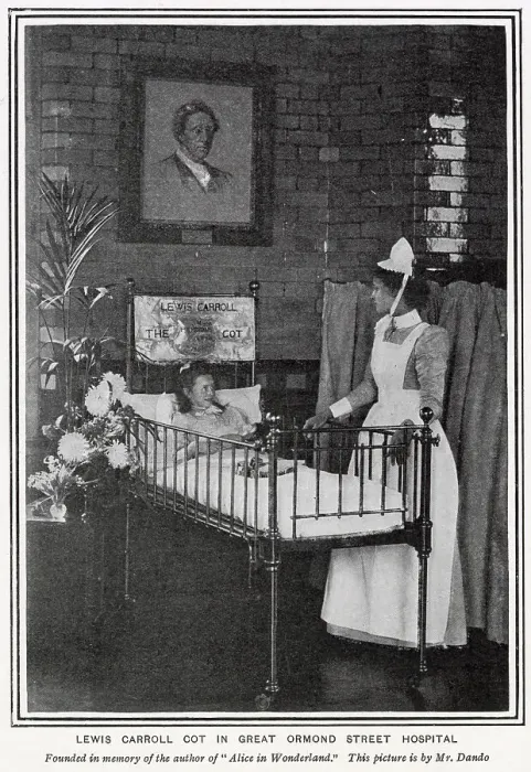 Framed Print : Lewis Carroll Cot in Great Ormond Street Hospital 1900 Framed Print : Lewis Carroll Cot in Great Ormond Street Hospital 1900